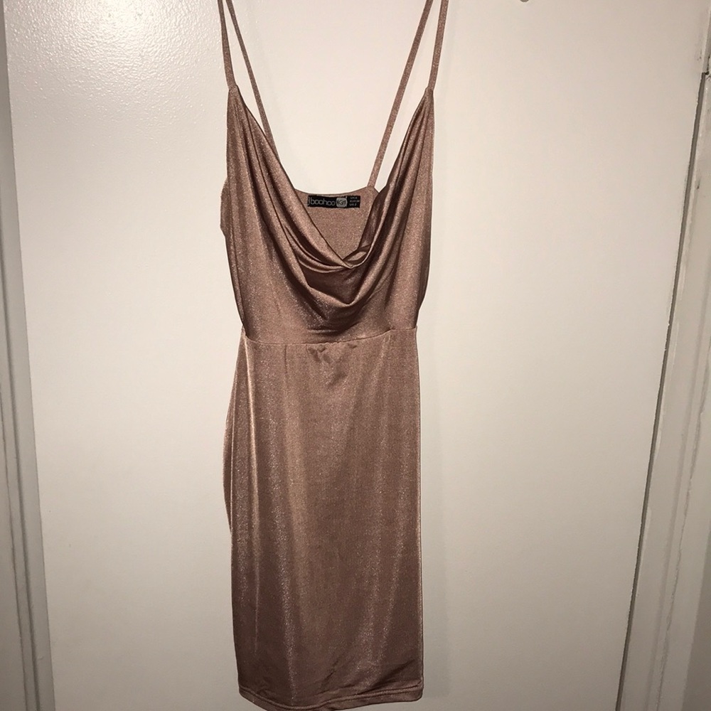 Boohoo pink silk mini dress